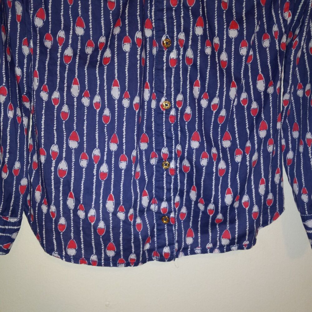 Lilly Pulitzer Size 2 Cruiser Button Up Shirt-Camp Oh Buoy-Roll Tab Sleeve - Picture 5 of 10